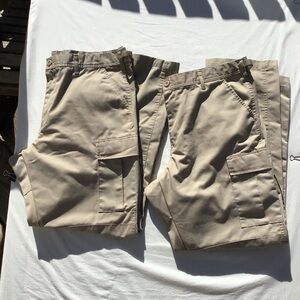 Lot Of 2-National Patrol Cargo Pants Mens Large Tan Tactical Adjustable 35-39”W